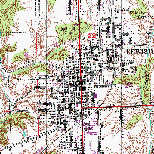 Topographic Map of City of Lewistown, IL