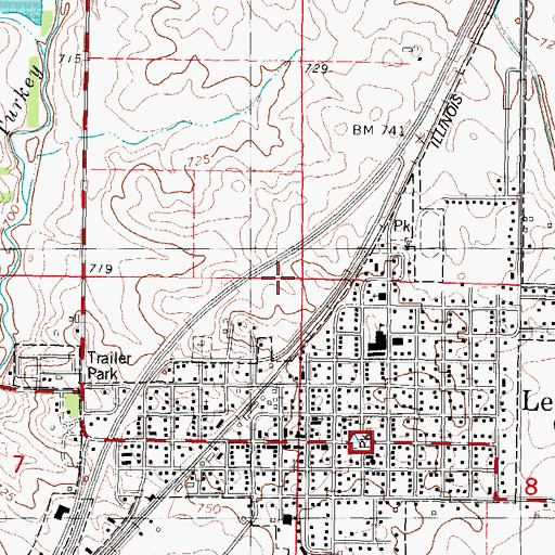 Topographic Map of City of Lexington, IL