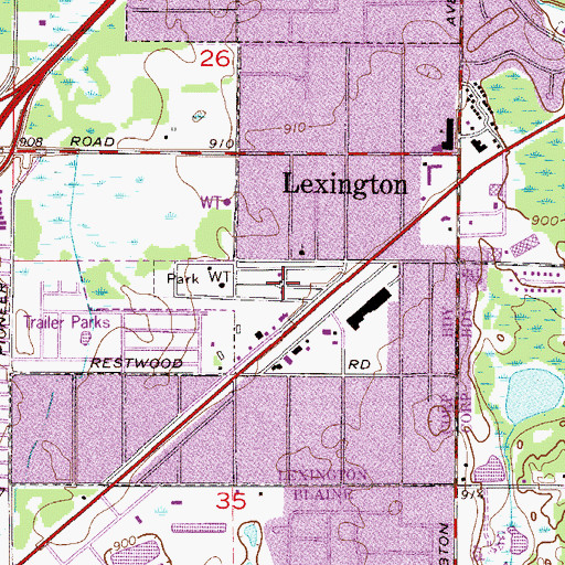 Topographic Map of City of Lexington, MN