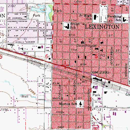 Topographic Map of City of Lexington, NE