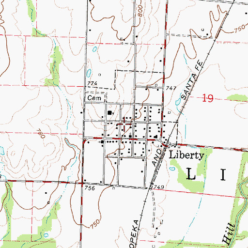 Topographic Map of City of Liberty, KS