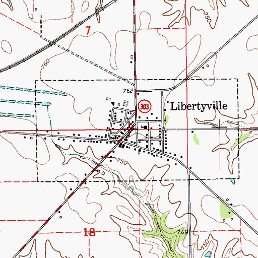 Topographic Map of City of Libertyville, IA