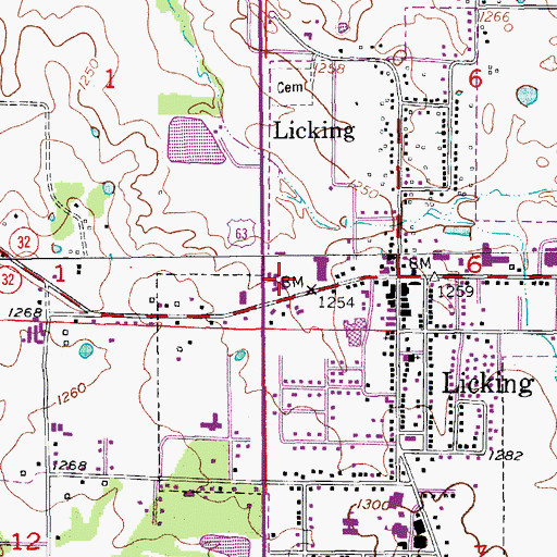 Topographic Map of City of Licking, MO
