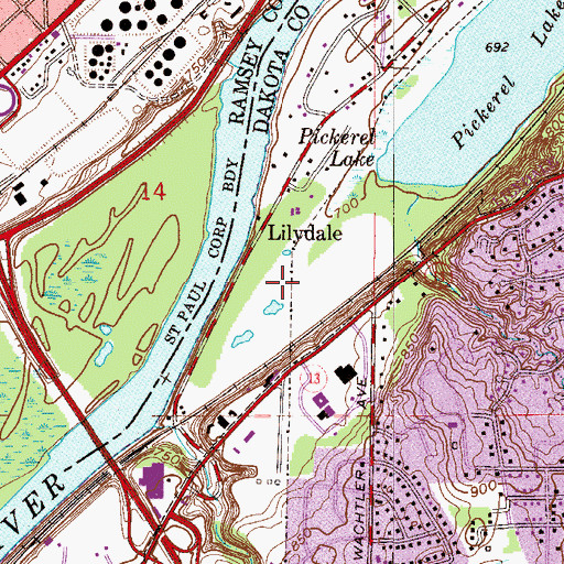 Topographic Map of City of Lilydale, MN