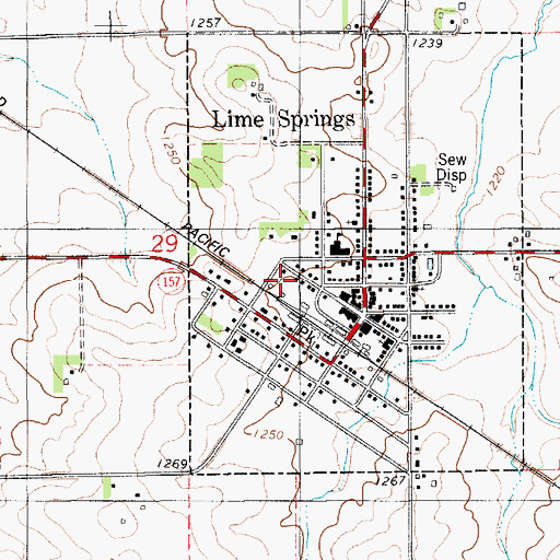 Topographic Map of City of Lime Springs, IA