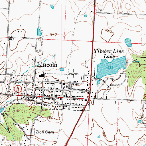 Topographic Map of City of Lincoln, MO