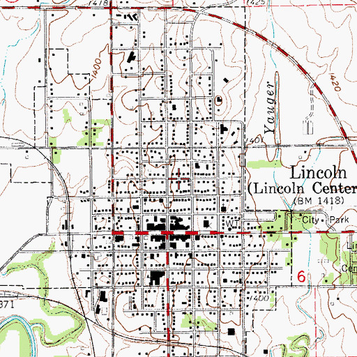 Topographic Map of City of Lincoln Center, KS
