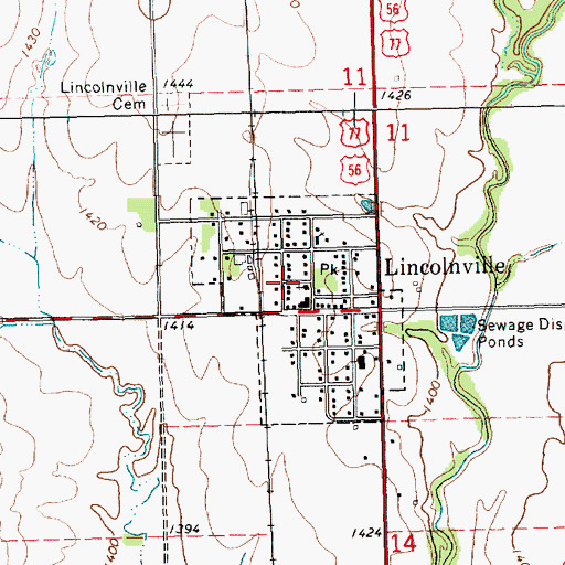 Topographic Map of City of Lincolnville, KS