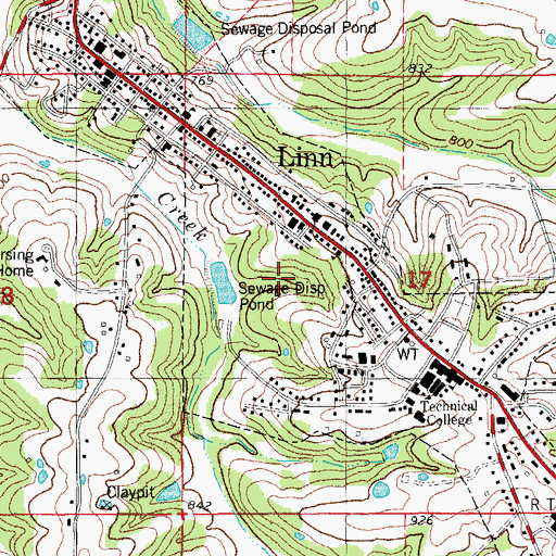 Topographic Map of City of Linn, MO