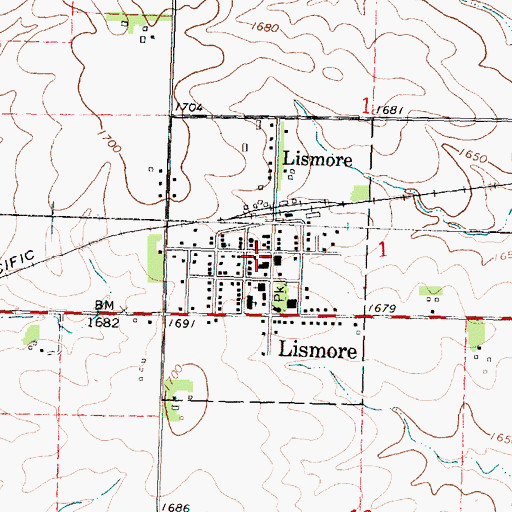 Topographic Map of City of Lismore, MN