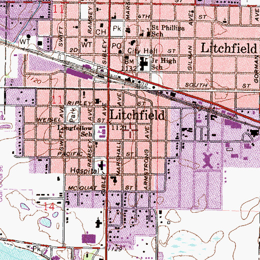 Topographic Map of City of Litchfield, MN