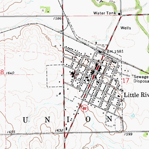Topographic Map of City of Little River, KS