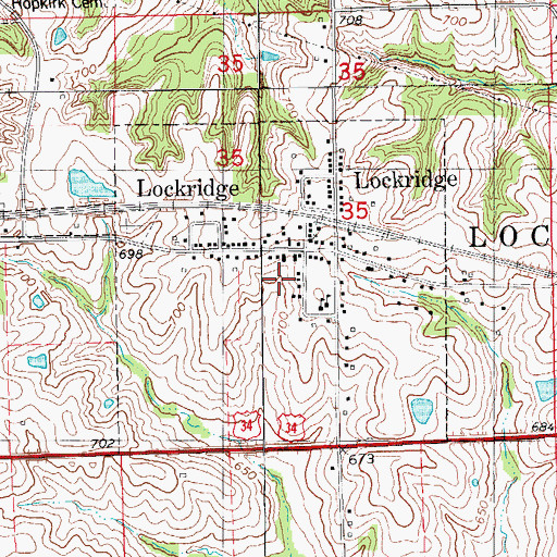 Topographic Map of City of Lockridge, IA