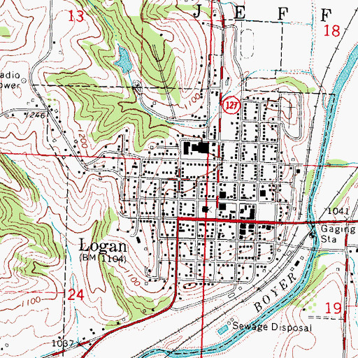 Topographic Map of City of Logan, IA