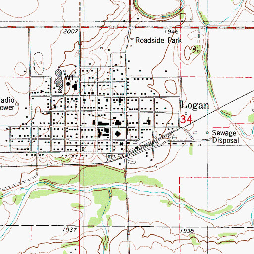 Topographic Map of City of Logan, KS