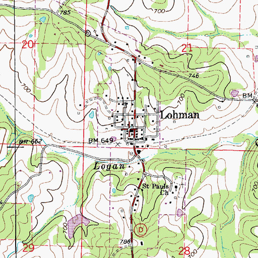 Topographic Map of City of Lohman, MO