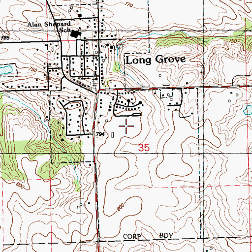 Topographic Map of City of Long Grove, IA