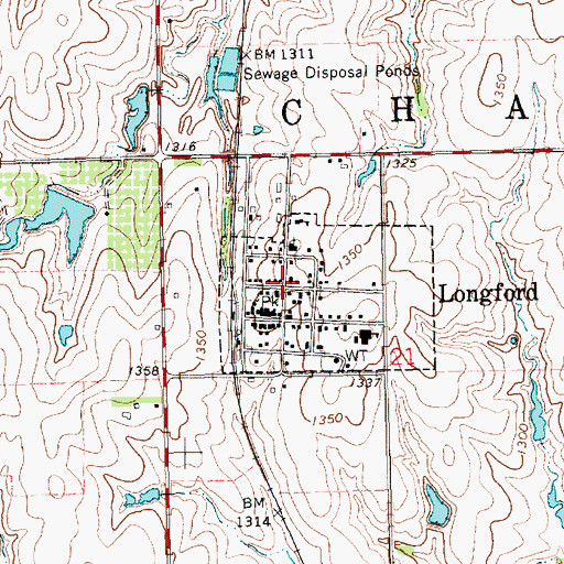 Topographic Map of City of Longford, KS