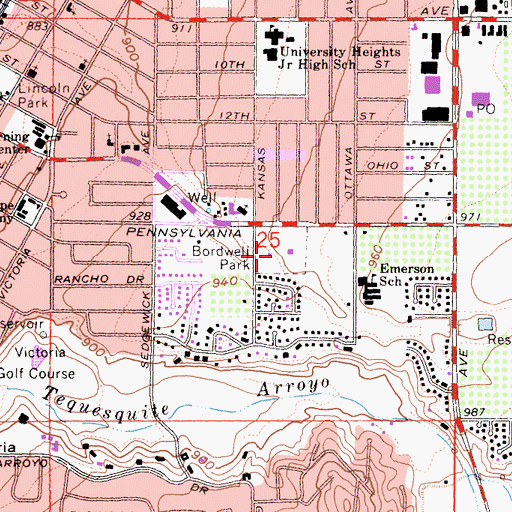 Topographic Map of Bordwell Park, CA