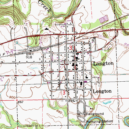 Topographic Map of City of Longton, KS