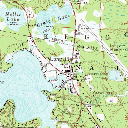 Topographic Map of City of Longville, MN