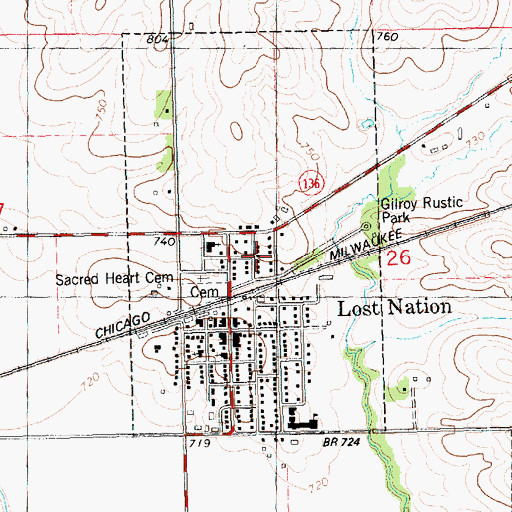 Topographic Map of City of Lost Nation, IA
