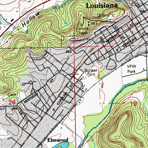 Topographic Map of City of Louisiana, MO