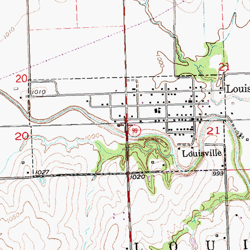 Topographic Map of City of Louisville, KS