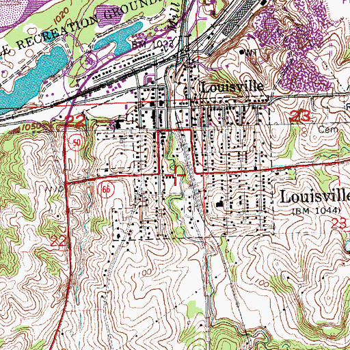 Topographic Map of City of Louisville, NE