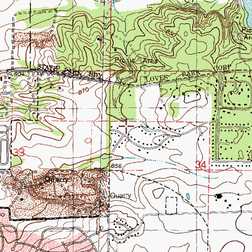 Topographic Map of City of Loves Park, IL