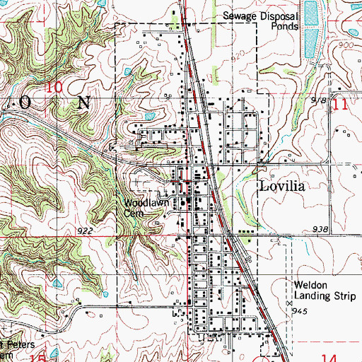 Topographic Map of City of Lovilia, IA