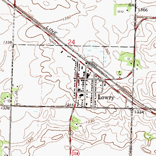 Topographic Map of City of Lowry, MN