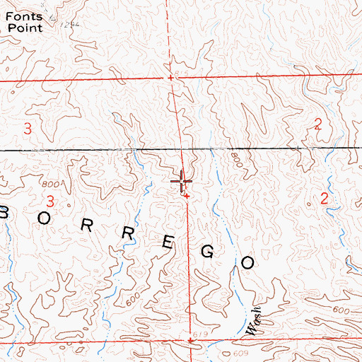 Topographic Map of Borrego Badlands, CA