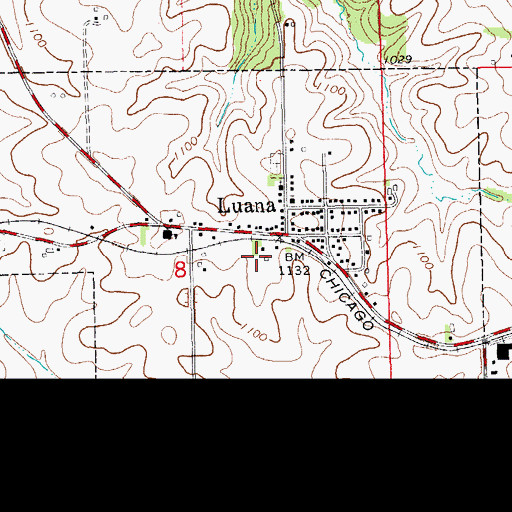 Topographic Map of City of Luana, IA