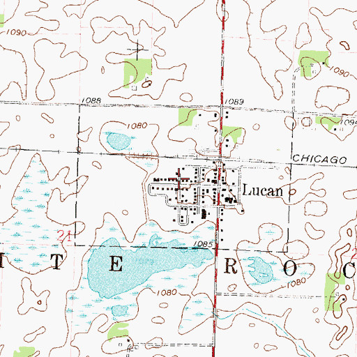 Topographic Map of City of Lucan, MN