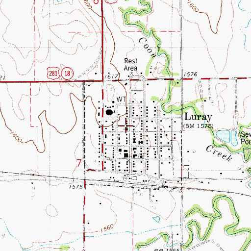 Topographic Map of City of Luray, KS