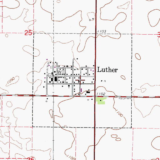 Topographic Map of City of Luther, IA