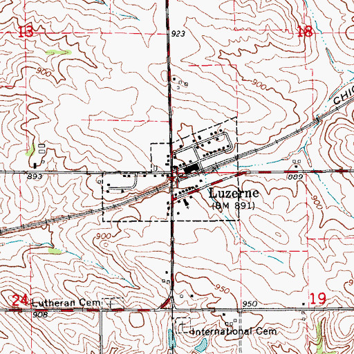 Topographic Map of City of Luzerne, IA