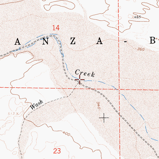Topographic Map of Borrego Mountain Wash, CA
