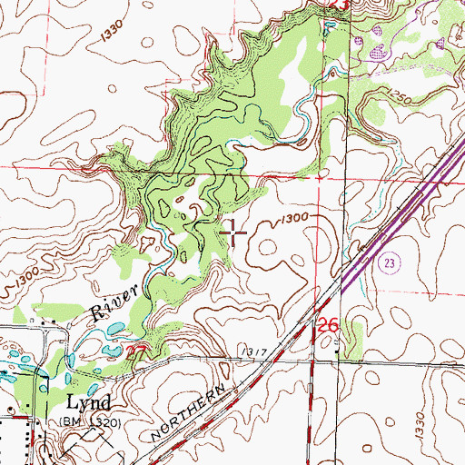 Topographic Map of City of Lynd, MN