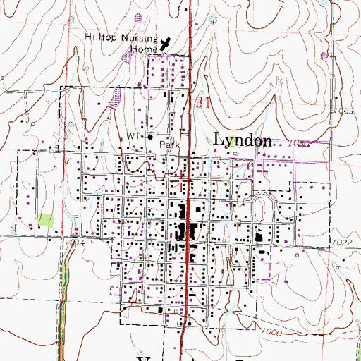 Topographic Map of City of Lyndon, KS