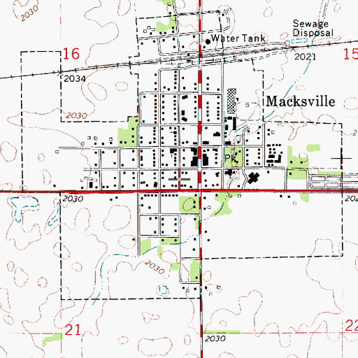 Topographic Map of City of Macksville, KS