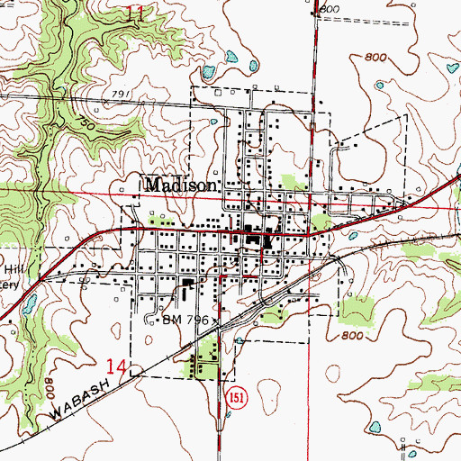 Topographic Map of City of Madison, MO