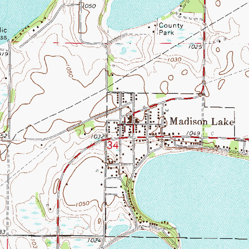 Topographic Map of City of Madison Lake, MN