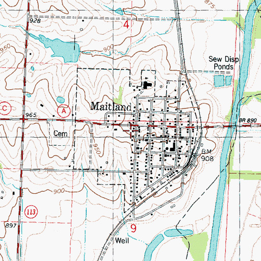 Topographic Map of City of Maitland, MO