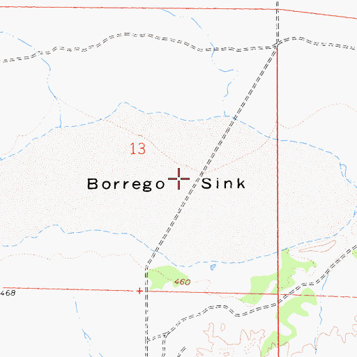 Topographic Map of Borrego Sink, CA
