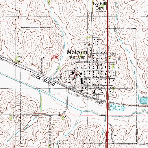 Topographic Map of City of Malcom, IA