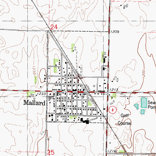Topographic Map of City of Mallard, IA