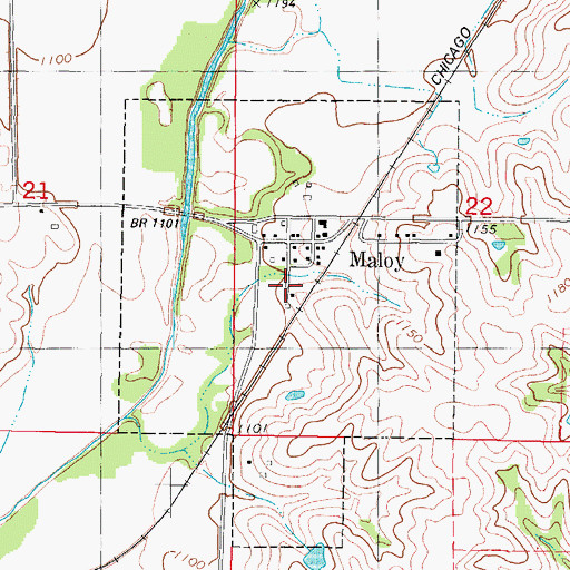 Topographic Map of City of Maloy, IA