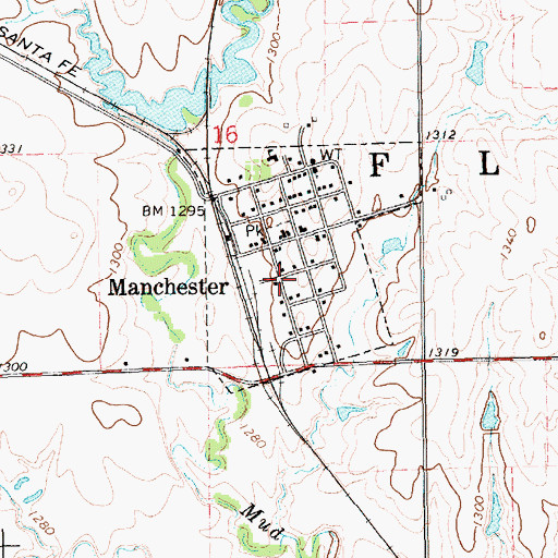 Topographic Map of City of Manchester, KS